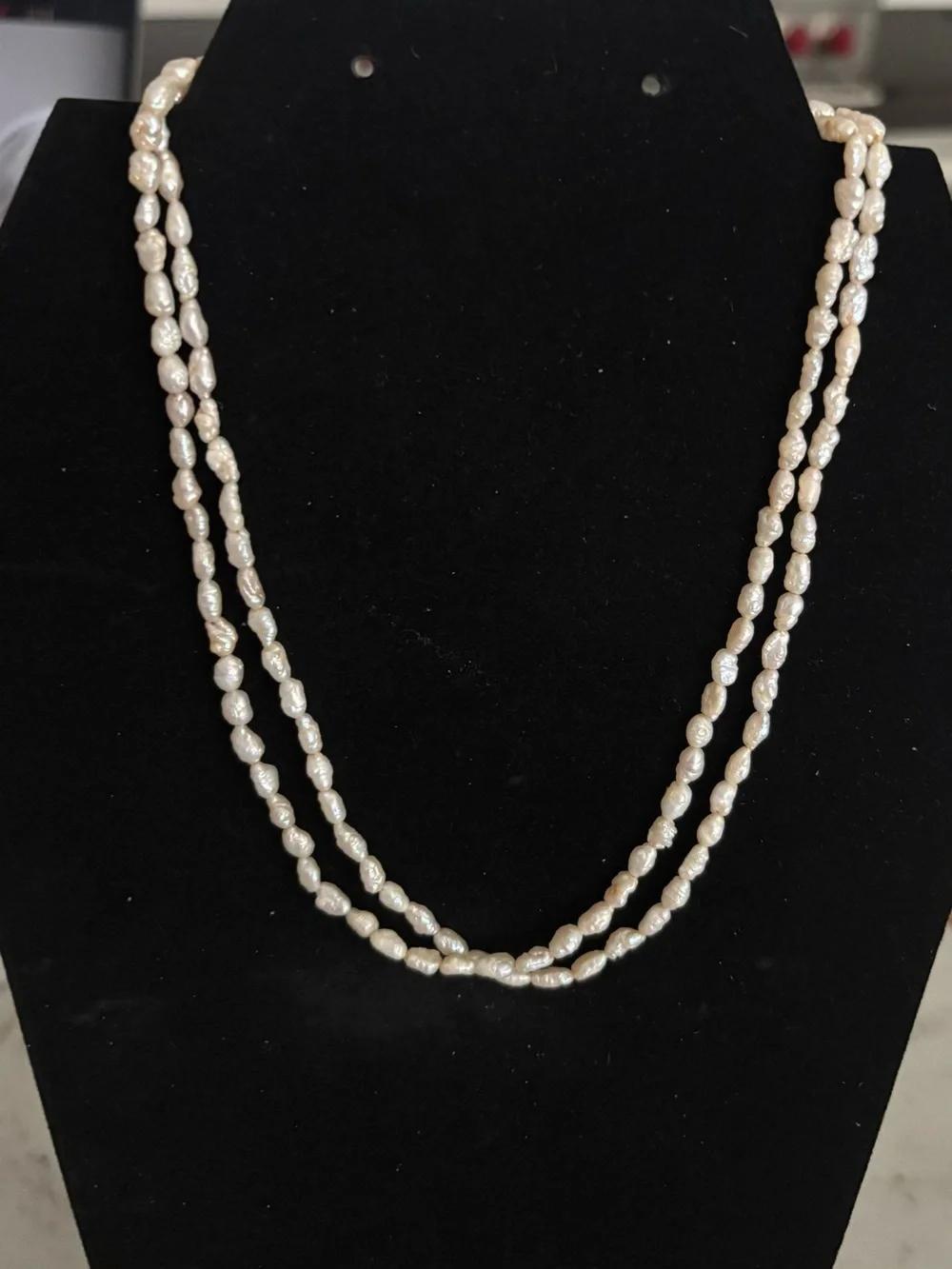Vintage Double-strand Freshwater Rice Pearl Necklace - Picture 1 of 8